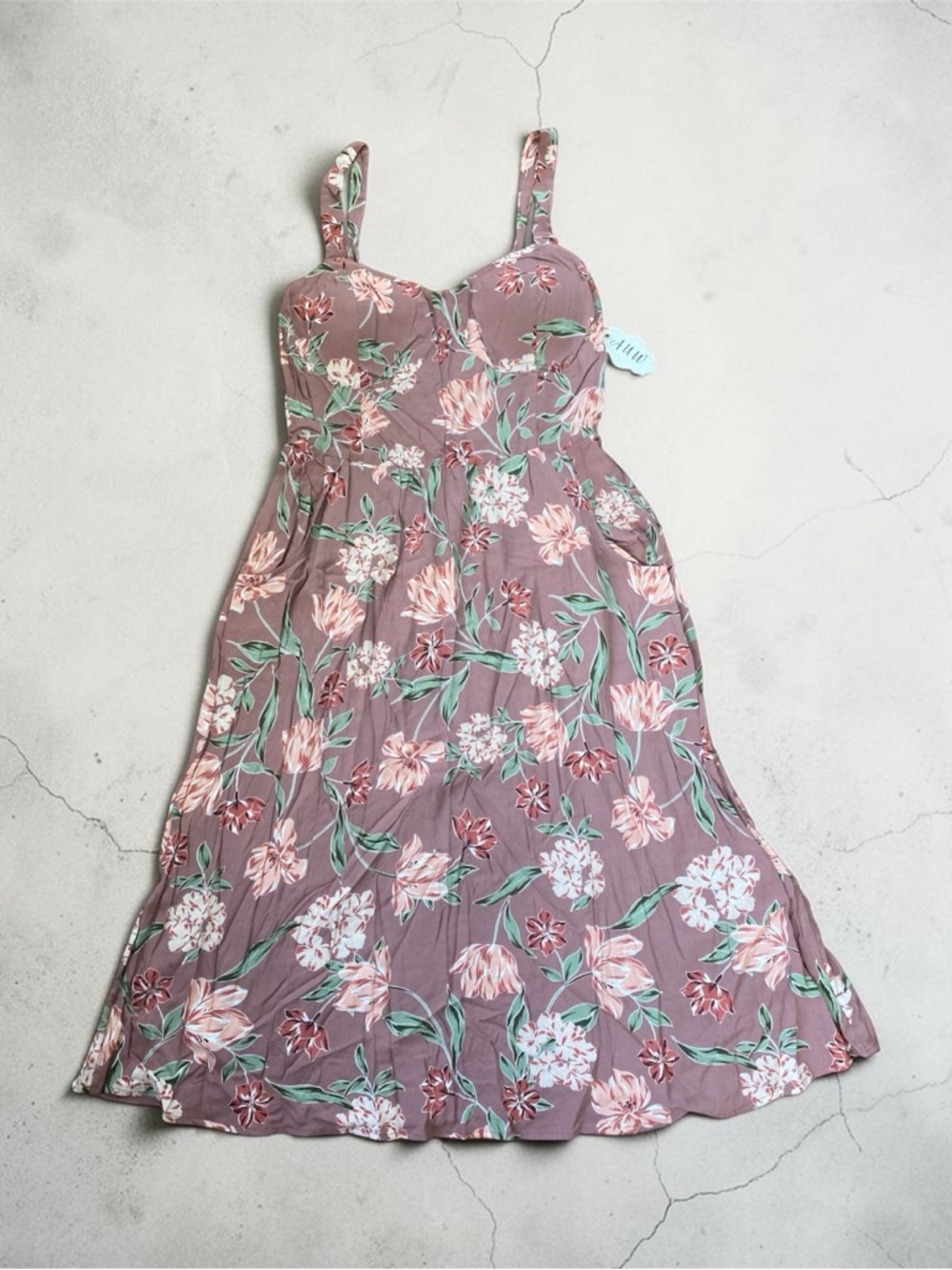 Floral High-Low Sundress in Mauve Pink -  Women's Strappy Dress